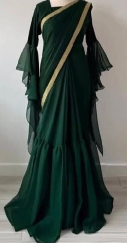 Womens green cascade saree - cascade,