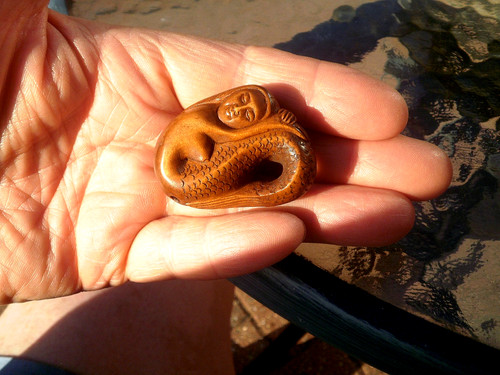 Hand carved wood netsuke - hand,