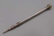 LOVELY VICTORIAN ANTIQUE WHITE METAL & AMETHYST SLIDE PROPELLING PENCIL