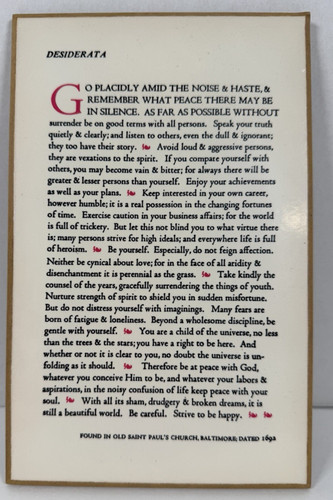 Vintage desiderata max - desiderata, by