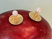 Antique 18ct Gold and Pearl Collar Studs for Dress Shirt with Original Box