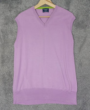 Hackett Mens Sleeveless Jumper Large Pima Cotton V-Neck Pullover Made In Italy