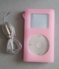For The Apple iPod Mini Pink Silicone Case with neck cord (1)