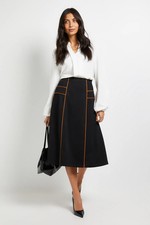 Wallis Black Midi Skirt Womens
