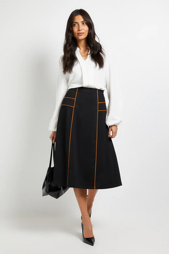 Wallis black midi skirt womens - black,