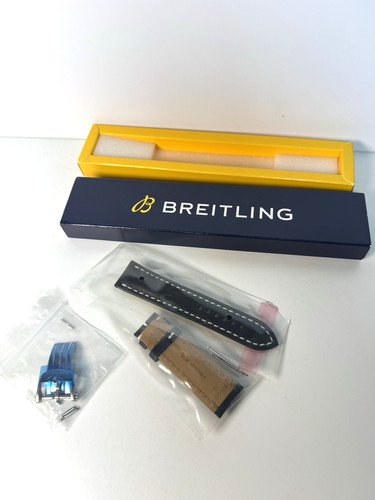 Breitling blue calf - blue, leather