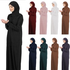 One Piece Muslim Women's Prayer Dress Islamic Hijab Abaya Khimar Jilbab Kaftans