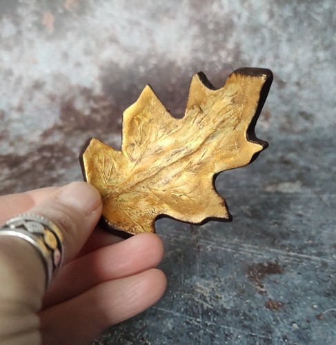 Handmade clay oak leaf dish - handmade,