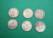 6 X SILVER SIXPENCE COINS