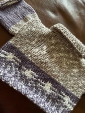 Hand Knitted Mauve and Beige