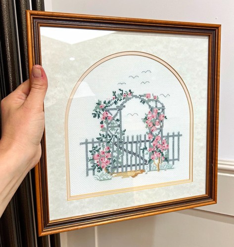 Wooden framed cross - framed, stitch