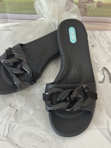 Oka black slide sandals - b,
