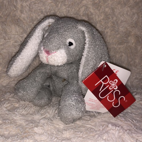 Russ berrie small grey bunny - berrie,