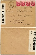 ALGERIA to RED CROSS CENSORED 2406 CONSTANTINE to GENEVA 1943