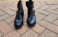 Graceland Black studded Leather strap detail Ankle boots  size 6