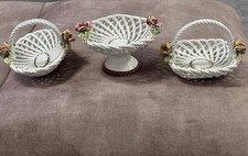 Capodimonte Vintage Flower Basket Italian Collectible Ornaments Porcelain