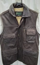 Hidepark Men's Leather Vest Brown Multiple Pockets Size S - #3105