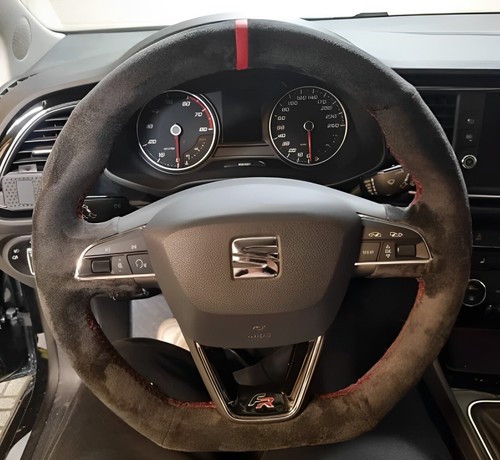 Suede steering wheel cover - suede, red