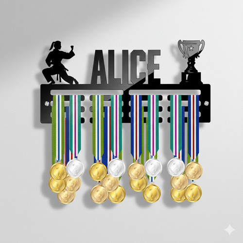 Girl karate personalise medal - girl,