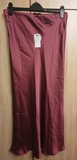 BNWT Next Ladies Wine Satin Long Skirt Size 14