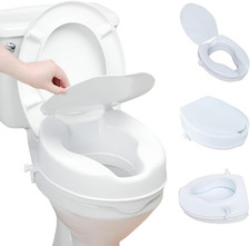 Raised Toilet Seat with Lid 4" - Toilet Seat Riser for Elderly,Disabled,Mobility