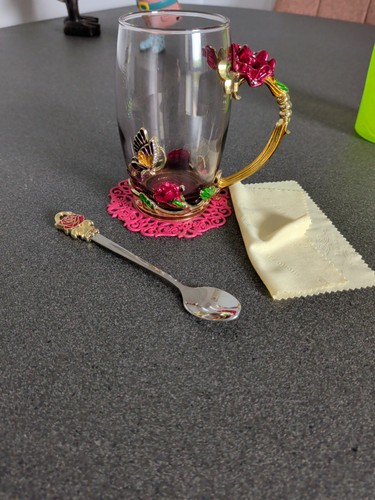 Enamel and glass flower - glass,