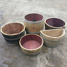 Real Oak Wine Whisky Half Barrel Planters Large Small Flower Pots Wooden Barrels