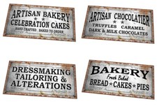 Vintage Style Artisan Business Metal Sign Dressmaker Baker Chocolatier Tailor