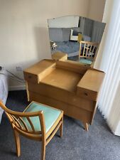 Great Condition Mid Century Light Blonde Dressing Table + Chair