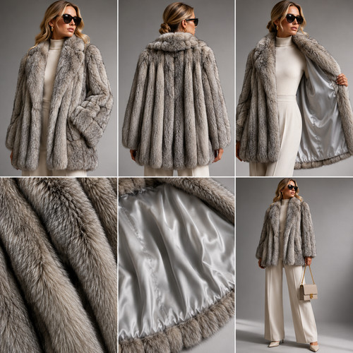 Blue frost fox fur coat - blue,