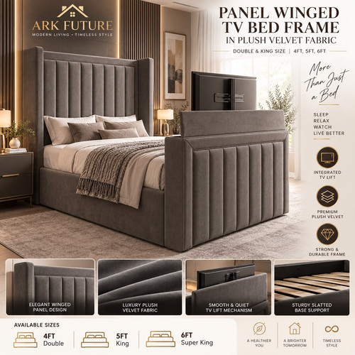 Winged bed frame - bed, plush