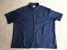 Marks And Spencer Collection Men's Navy  Linen Blend Shirt Size 3XL