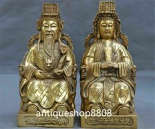 China Taoism Myth Bronze Dragon Jade Emperor Queen Mother Immortal God Pair Stat