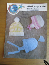Vintage Knitting Pattern Baby Hats Peter Pan Wendy 6 mths - 2 Years Chunky Wool
