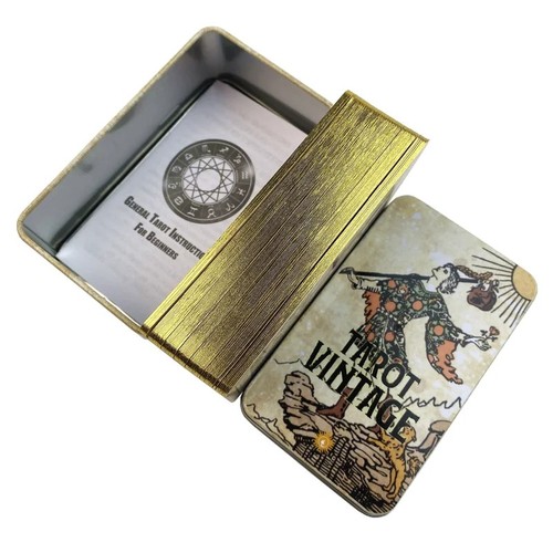 Gilded tarot deck vintage card - tarot,
