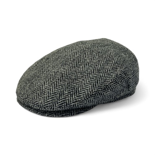 Grey black herringbone - black,