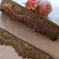 New 4+ Meters Fancy Olive Embroidery (Bridal Saree Sew On Trim Edge Border Lace
