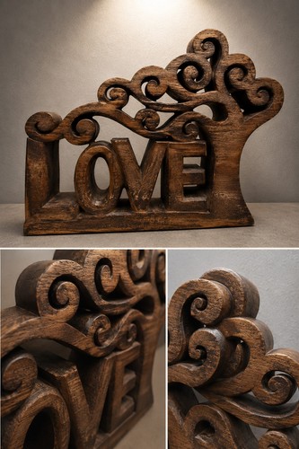 Carved wooden love - carved,