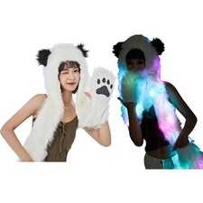 LED Light Up Panda Hat Scarf