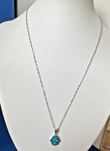 Hamsa faux opal necklace - necklace,,