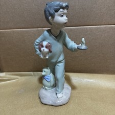 Lladro Nao ‘ Small Boy With A Candle And Puppy’  VGC.