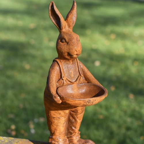 Rabbit holding bowl rustic - rabbit,