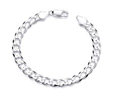 925 Sterling Silver 7.5" Curb Bracelet 7mm Solid UK Hallmarked Ladies Boys Girls