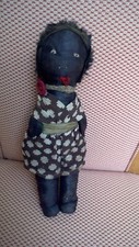 Early Naïve 10" American Black Cloth Rag Doll circa 1900