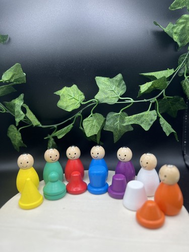 Rainbow wooden peg dolls - wooden, with