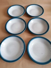 Wedgewood Blue Pacific Shallow Cereal Dessert Bowls X6