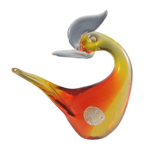 Murano red amber glass swan - amber,