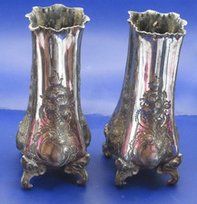 Pair Antique Victorian Silver Plated Vases by Lee & Wigfull 1890s flower display
