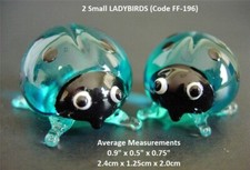 2 Miniature GLASS LADYBIRDS