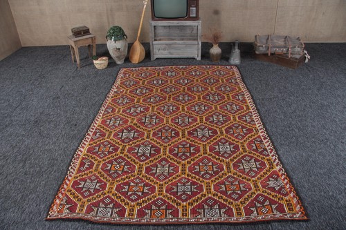 2x8 vintage rug - rug,, red